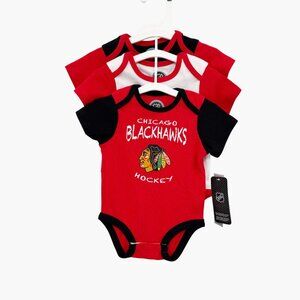 NEW Chicago Blackhawks Baby Short Sleeve Bodysuit 3pk